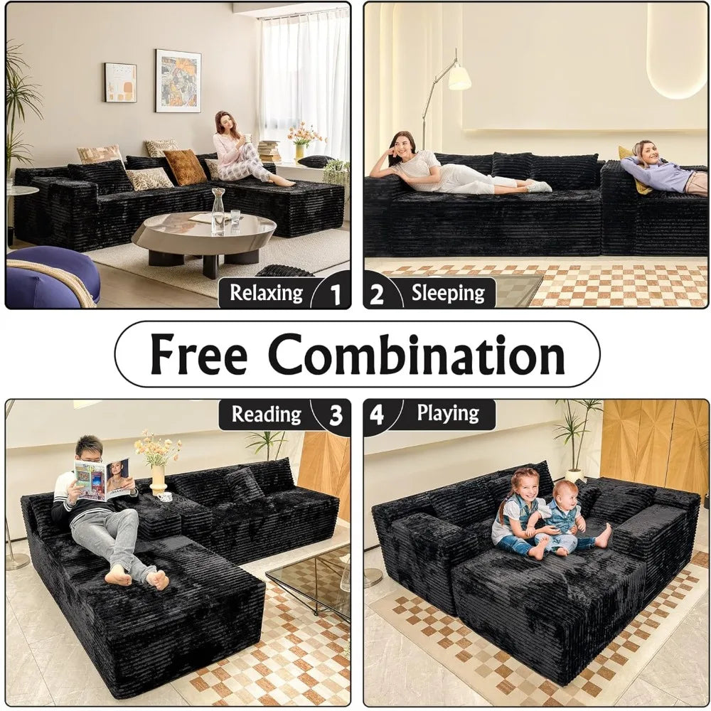 Ljustra Cloud Sectional Couch Modern L-Shape Chaise Sofa Living Room