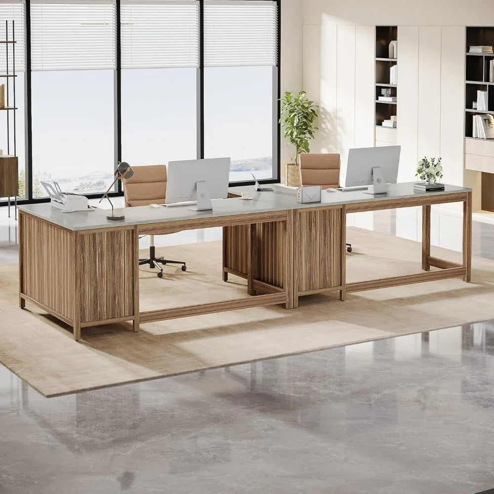 L-Shaped Executive Desk 57" Modern Computer Desk with Storage Shelves