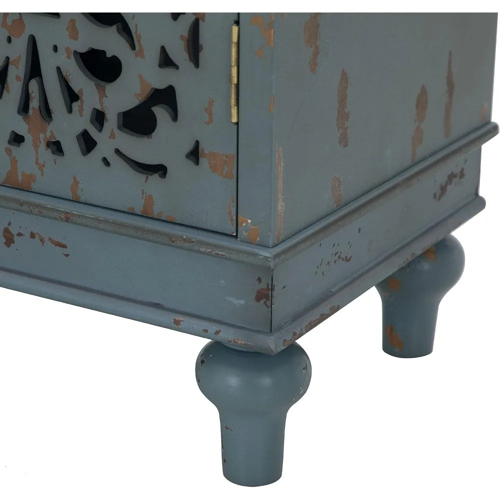 Ljustra Sophia William Small Accent Cabinet Distressed Nightstand Storage