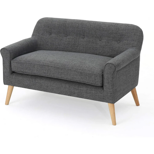 Ljustra Mariah Mid Century Modern Loveseat Grey Fabric Sofa