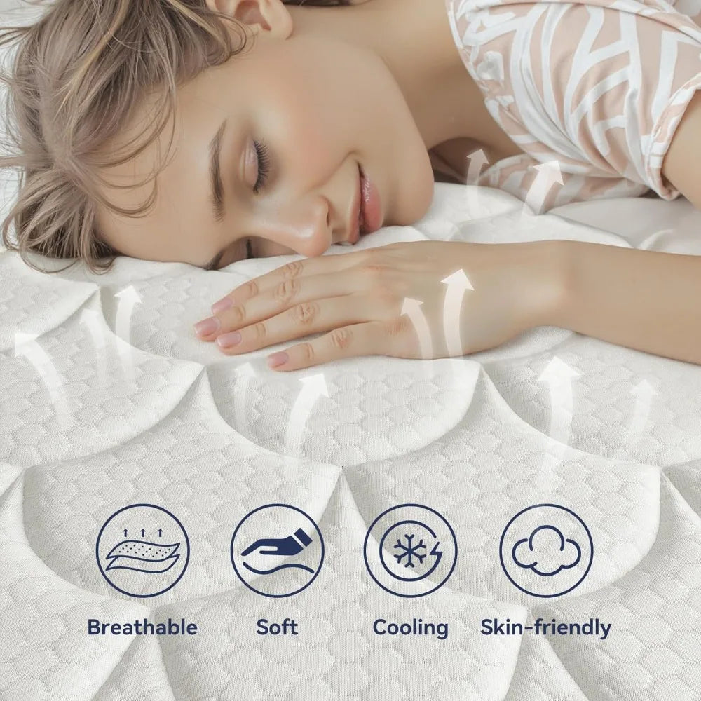 Ljustra 12 Inch Queen Hybrid Mattress Cooling Gel Memory Foam Pocket Spring