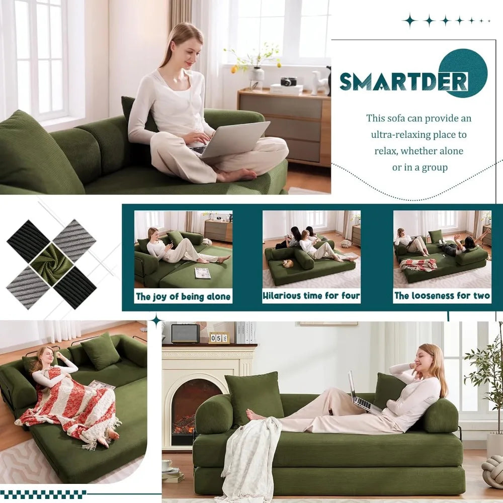 Ljustra Convertible Folding Sofa Bed Modular Floor Couch with Pillows