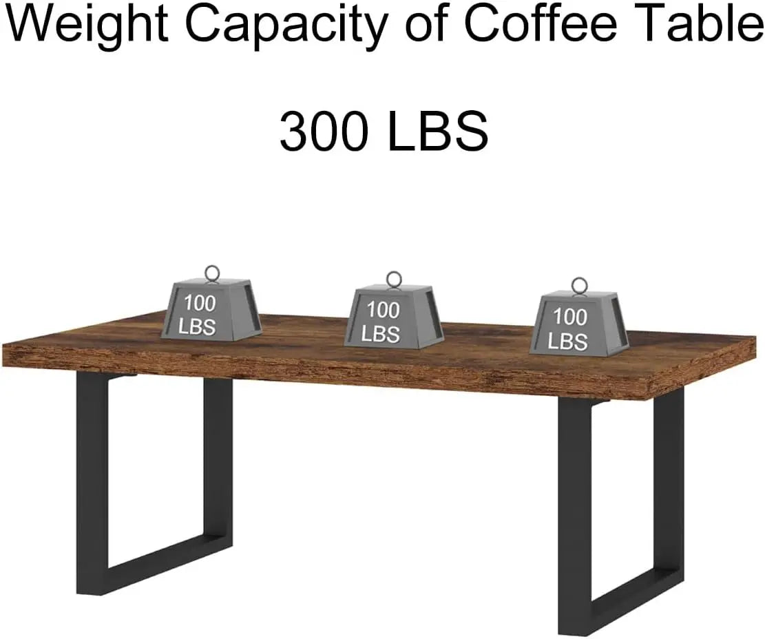 Rustic Industrial Rectangle Coffee Table Minimalist Wooden Center Table
