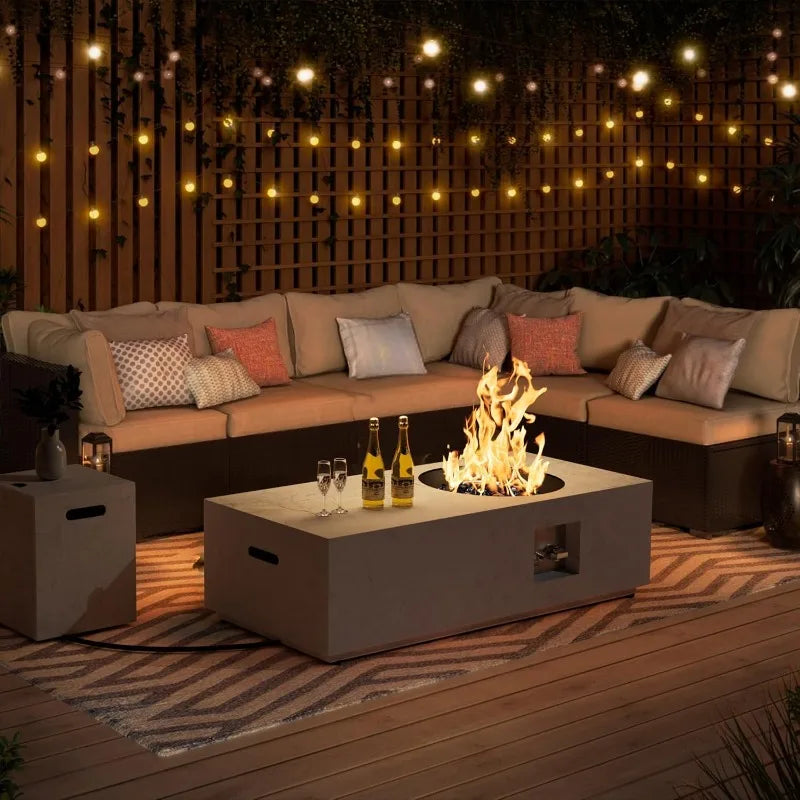 48 Inch Propane Fire Pit Table 50000 BTU Round Burner Outdoor Patio