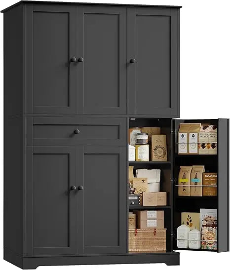 68 Inch Tall Kitchen Pantry Storage Cabinet Modern Hutch with Doors Shelves