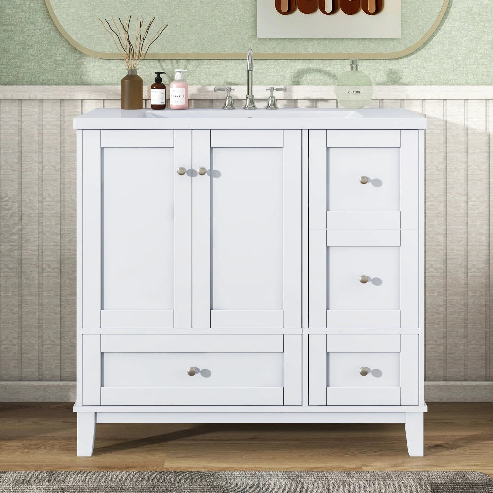 36 Inch Modern Bathroom Vanity with USB Charging and Ample Storage