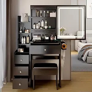 Ball & Cast Vanity Desk with LED Lights 4 Drawers Sliding Mirror