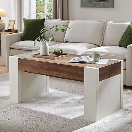 Farmhouse Coffee Table with Hidden Storage Modern Rustic Center Table