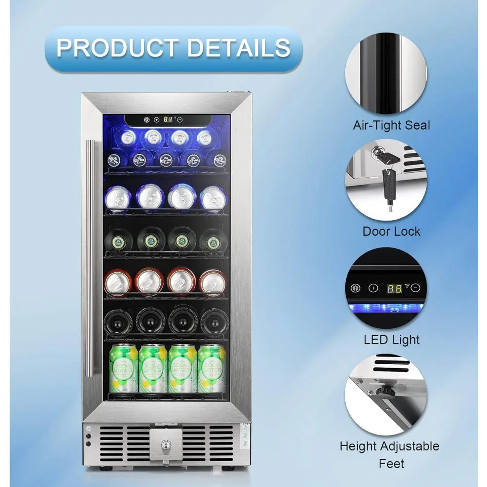 15 Inch Beverage Refrigerator Cooler 2.9 Cu.Ft Wine Cooler 115 Cans