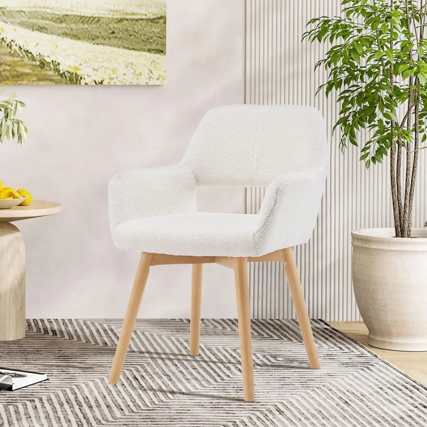 Mid Century Dining Chairs Set of 2 Upholstered Accent Chairs for Home