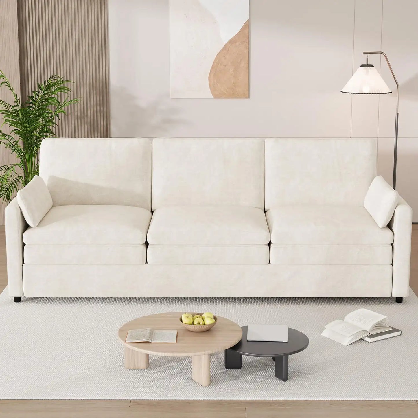 Ljustra 89 inch Modern Chenille Sofa Couch 3 Seater Living Room