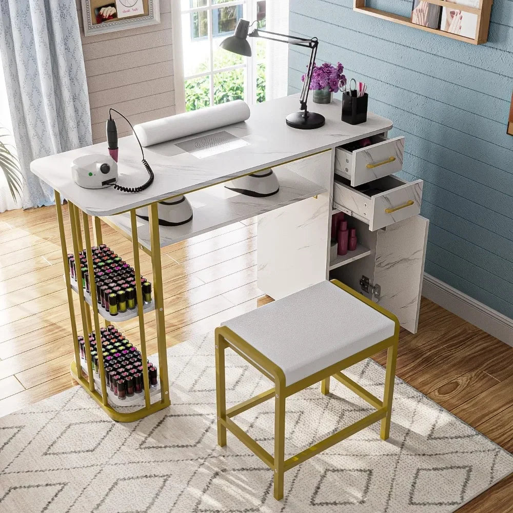 Professional Manicure Table with Dust Collector and Storage Solutions