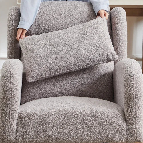 Modern High Backrest Rocking Chair with Pockets for Living Room Use