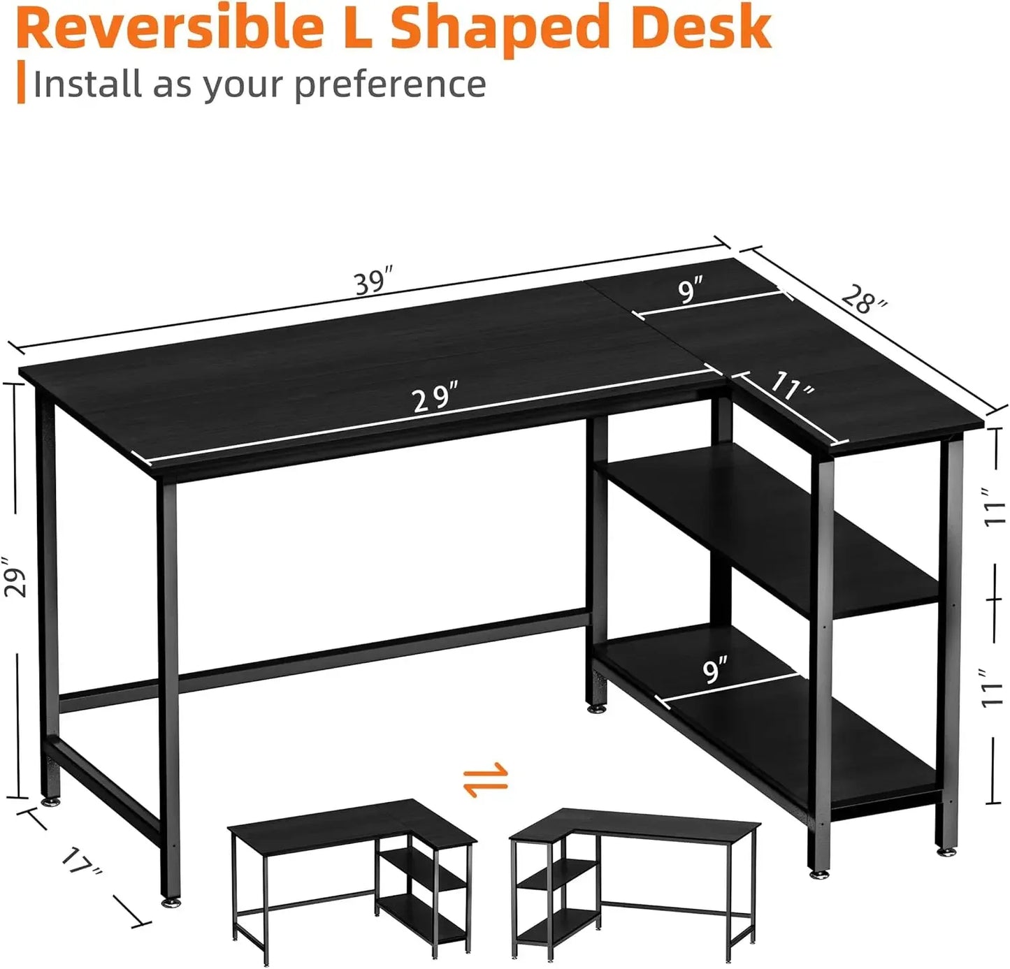 L Shaped Desk Home Office Computer Desk Gaming Desk Corner Table
