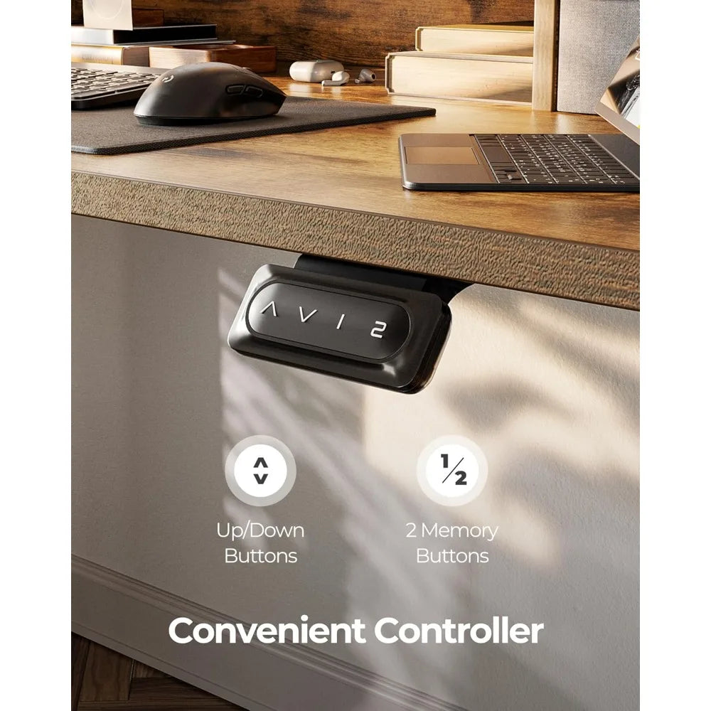 Height Adjustable Electric Standing Desk with Double Drawer 48x24