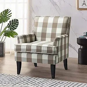 Modern Accent Chair High Back Padded Armrest Living Room Furniture