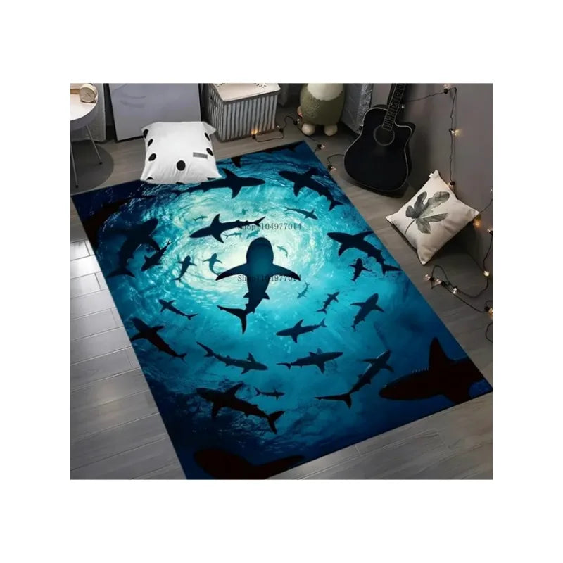 Shark Contour Anti-Slip Area Rug for Bedroom Living Room Garden Mat