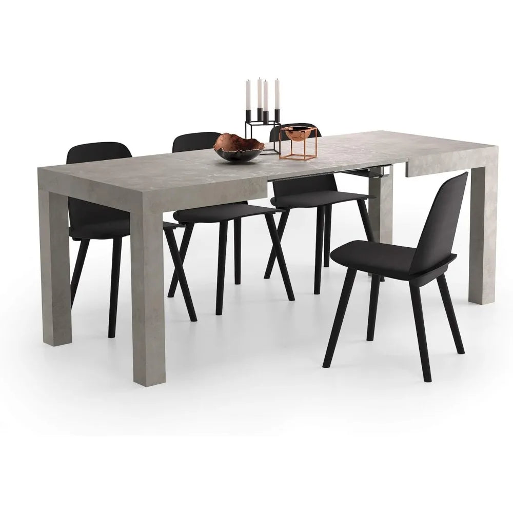 Ljustra Extendable Dining Table 47 to 79 Inch Modern Grey Concrete Effect