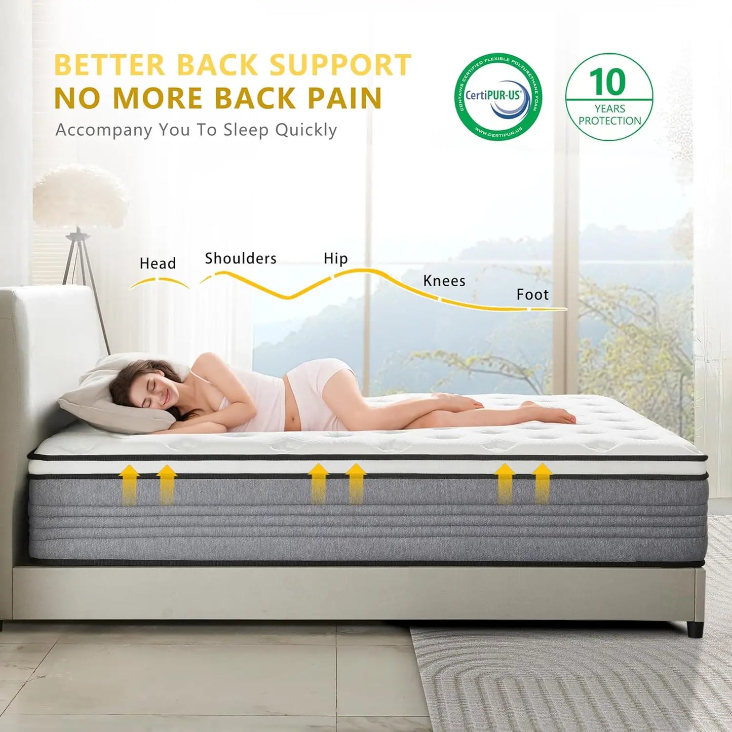 Ljustra Twin Mattress 10 Inch Hybrid Gel Memory Foam Mattress in a Box