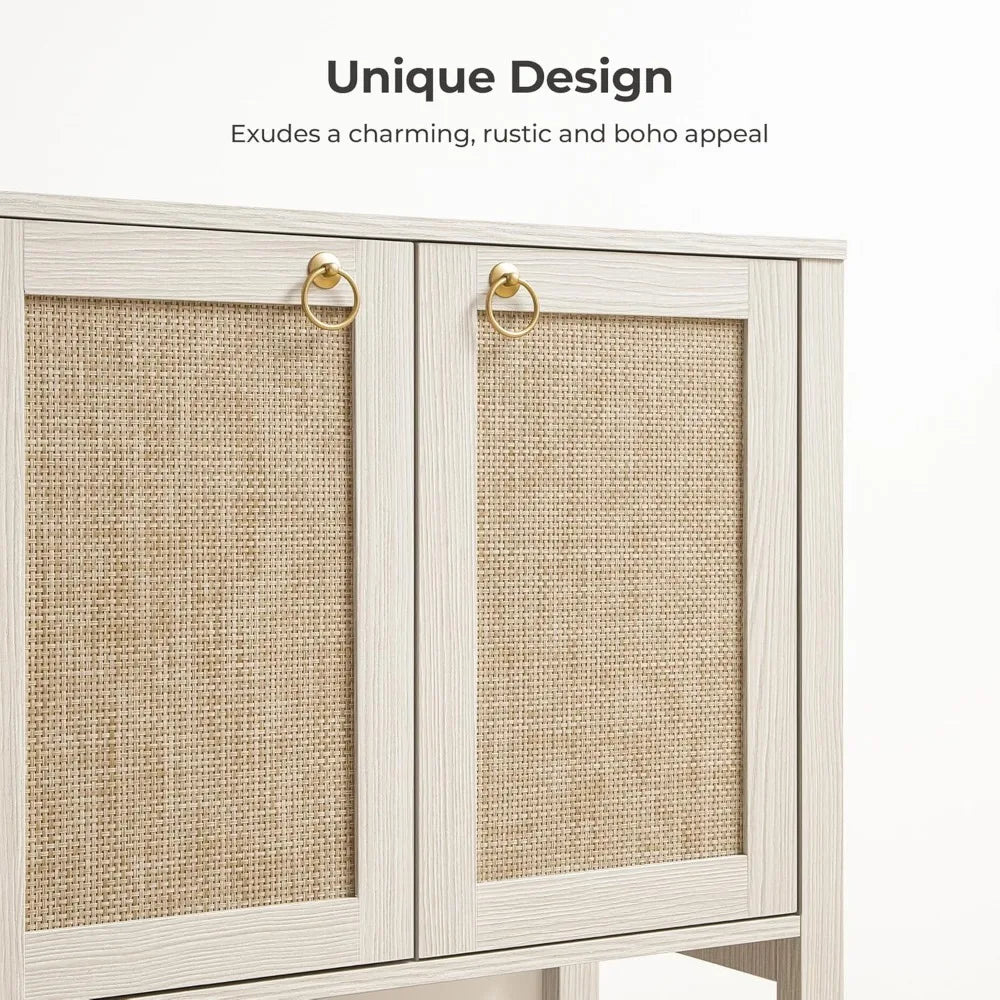 Rattan Sideboard Buffet Cabinet Large Storage Boho Credenza