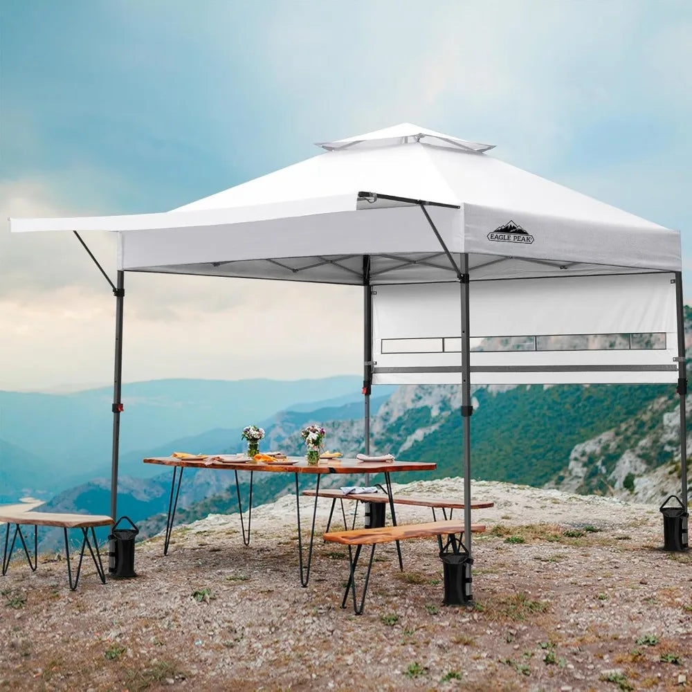 17x10 Pop Up Gazebo Tent Adjustable Dual Awnings Instant Shelter