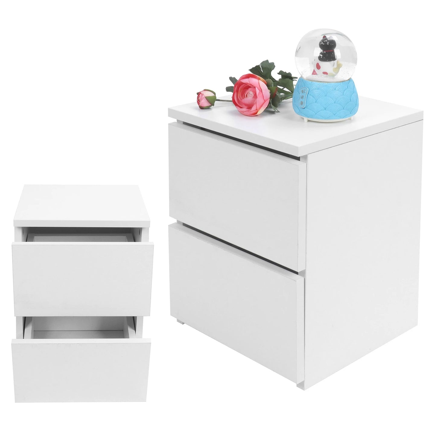 Modern Nightstand with 2 Drawers Minimalist Bedside Table for Bedroom