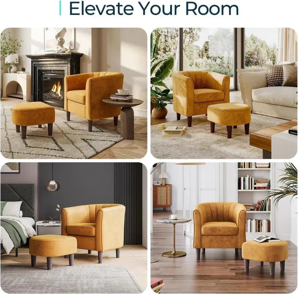 Ljustra Velvet Barrel Accent Chair Modern Comfy Reading Chair Living Room
