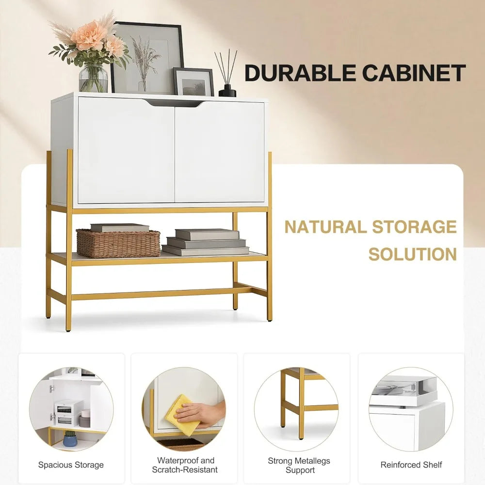 Modern Sideboard Buffet Cabinet with Storage and Open Shelf