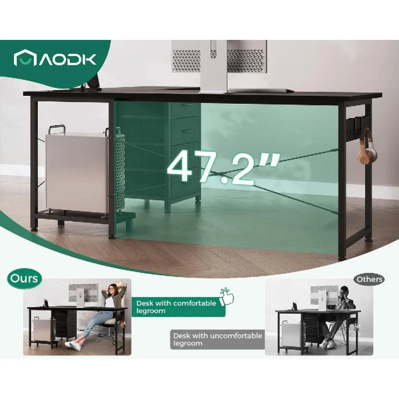 L Shaped Gaming Desk with Power Outlets and 4 Drawers for Home Office