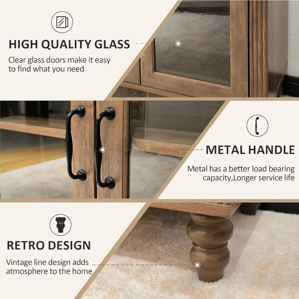 Modern Sideboard Buffet Cabinet with Glass Doors for Storage and Display