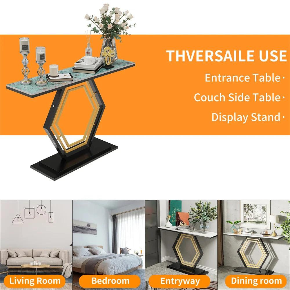 Ljustra Console Table Modern Geometric Sintered Stone Accent Table