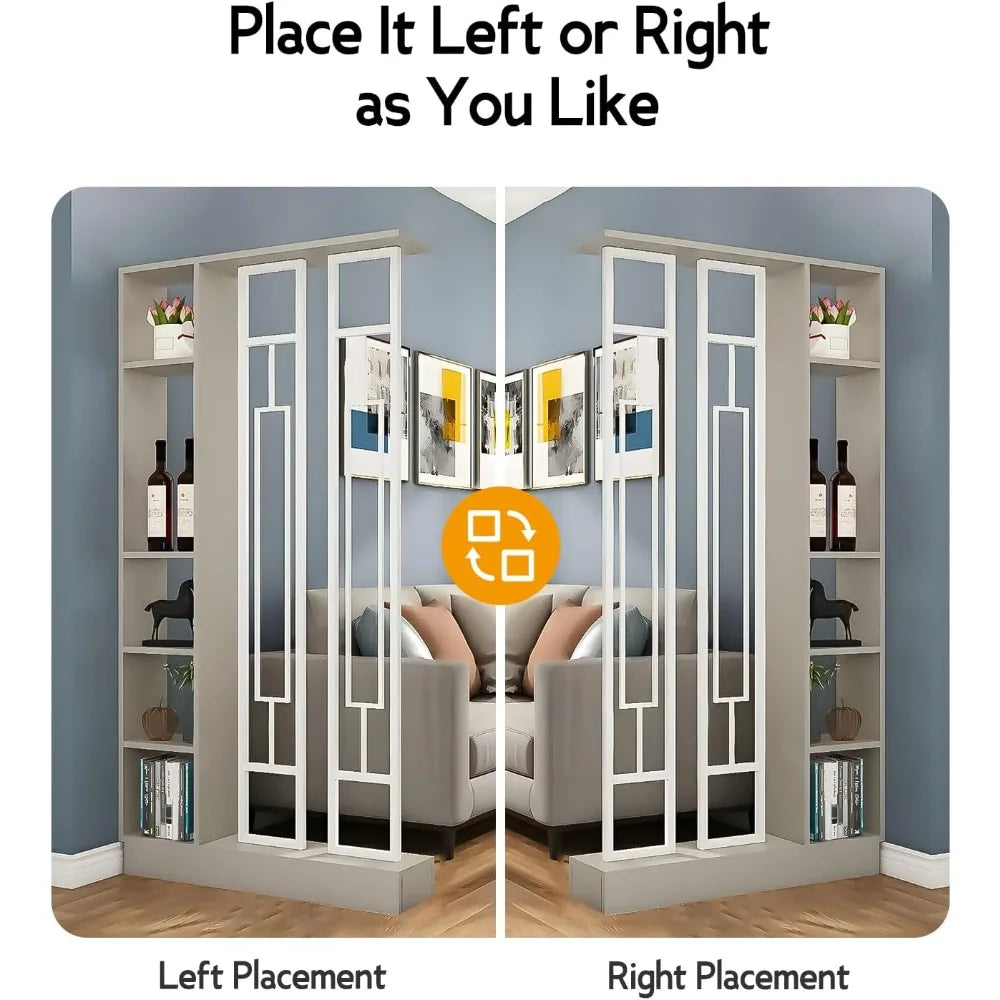 Wall Room Divider Bookshelf Modern Wood Bookcase Stylish Storage Cabinet