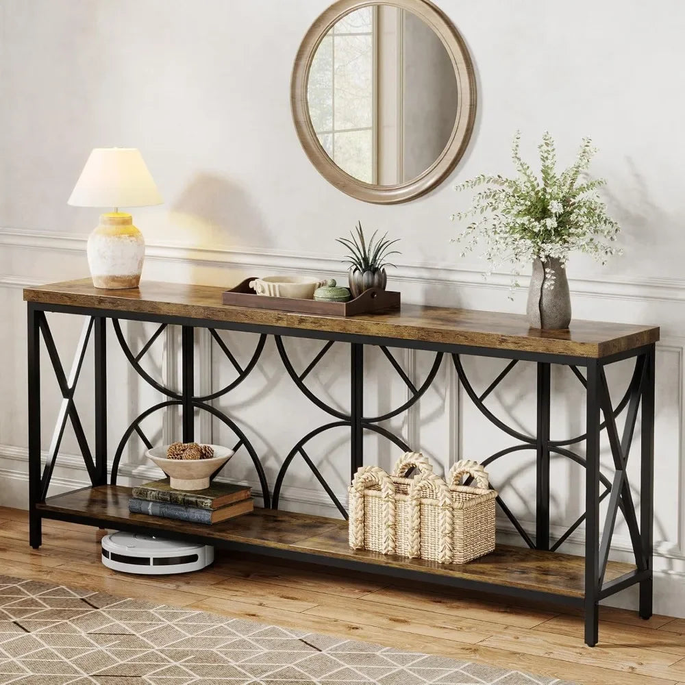 70.9 Inch Extra Long Sofa Table with Storage for Living Room Entryway