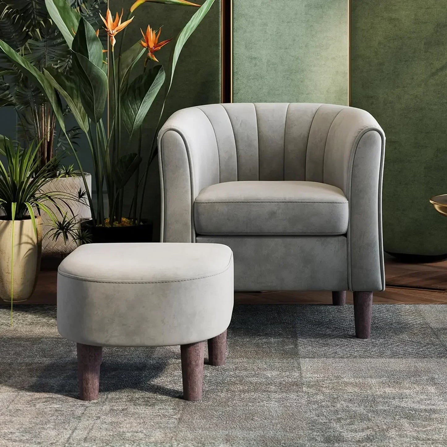 Ljustra Velvet Barrel Accent Chair Modern Comfy Reading Chair Living Room