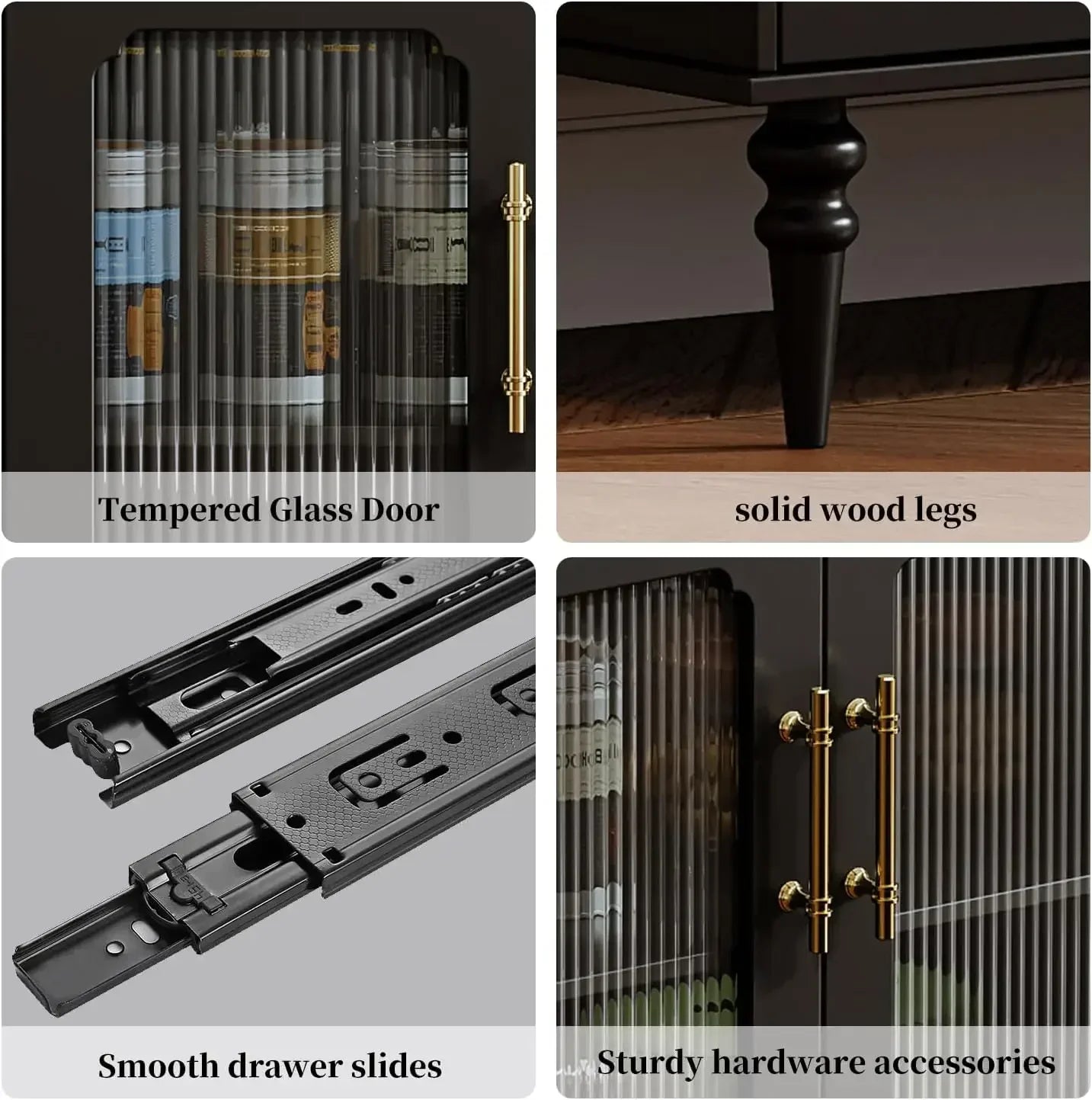 Sideboard Buffet Cabinet Coffee Bar with 4 Doors 1 Drawer Storage