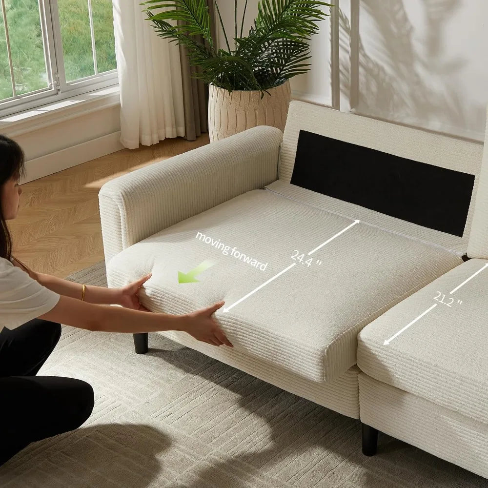 Corduroy Sofa Couch Adjustable Seat Depth 75"–142" Small-XL Couch 4-Seater Love