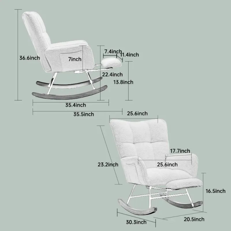 Modern Upholstered Glider Rocking Chair with Solid Wood Legs Accent Chair