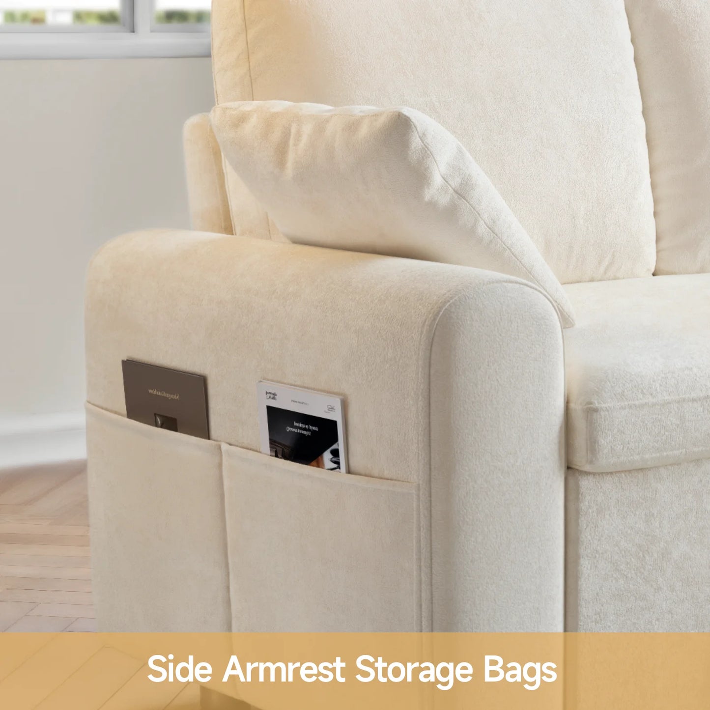 Ljustra L Shaped Sleeper Sofa Pull Out Couch Bed with Storage Chaise