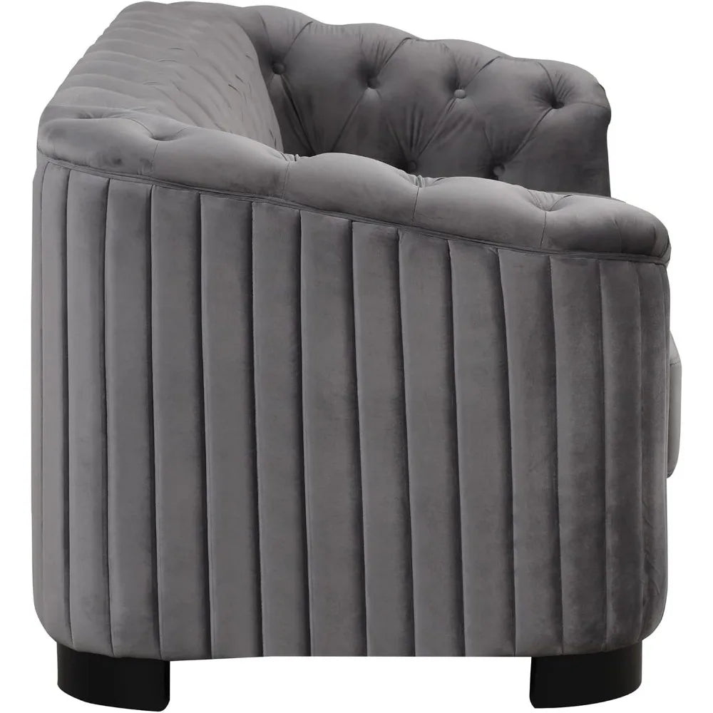 Ljustra 82'' Velvet Chesterfield Sofa Modern Mid-Century 3-Seat Couch