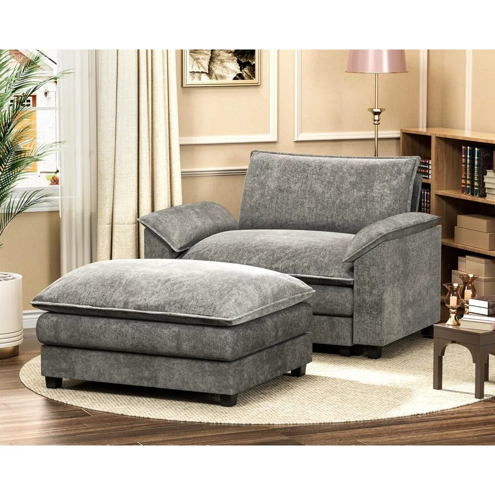 Ljustra 40" Modular Sectional Sofa Couch with Reversible Ottoman