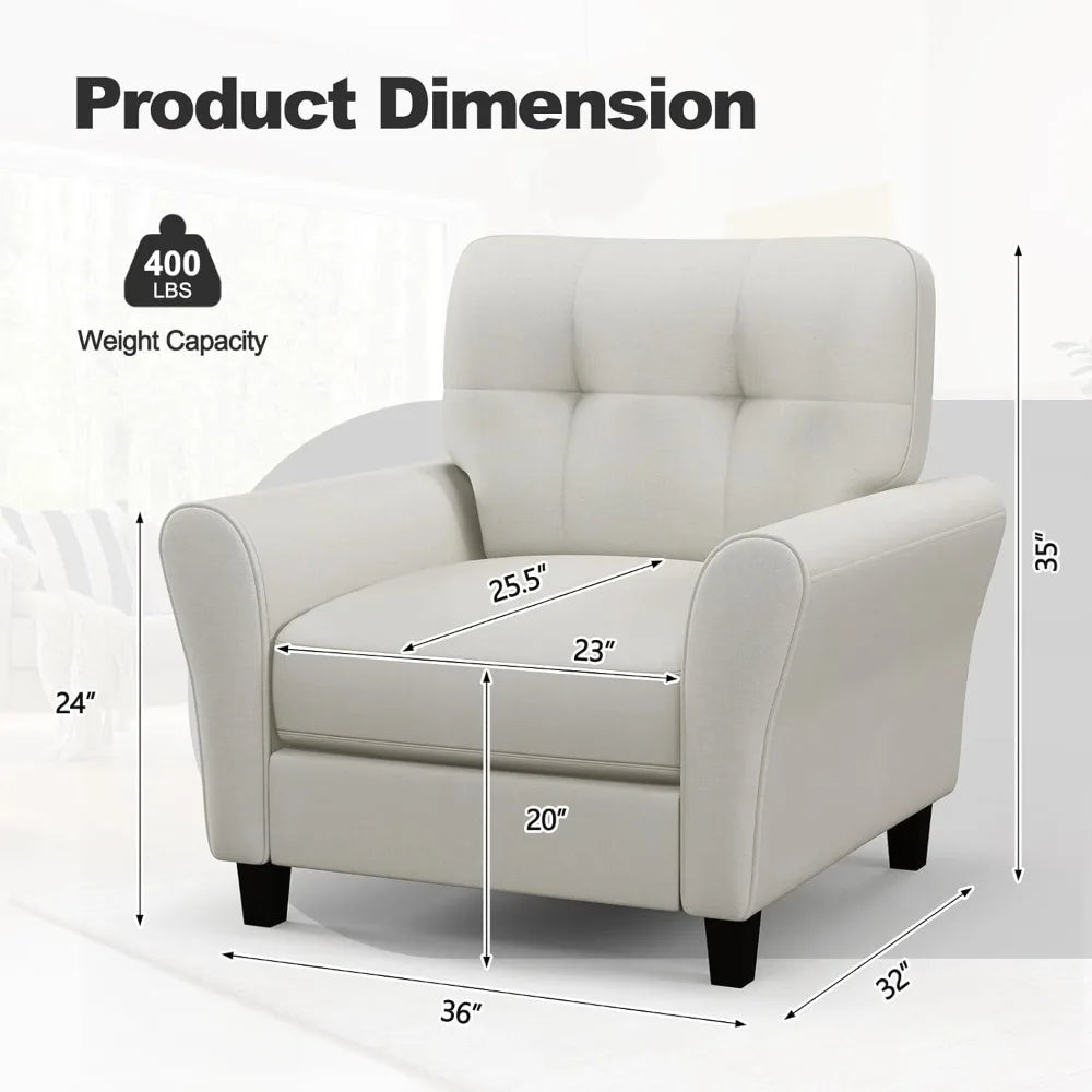 Modern Mid-Century Accent Chair Set of 2 Tufted Linen Living Room