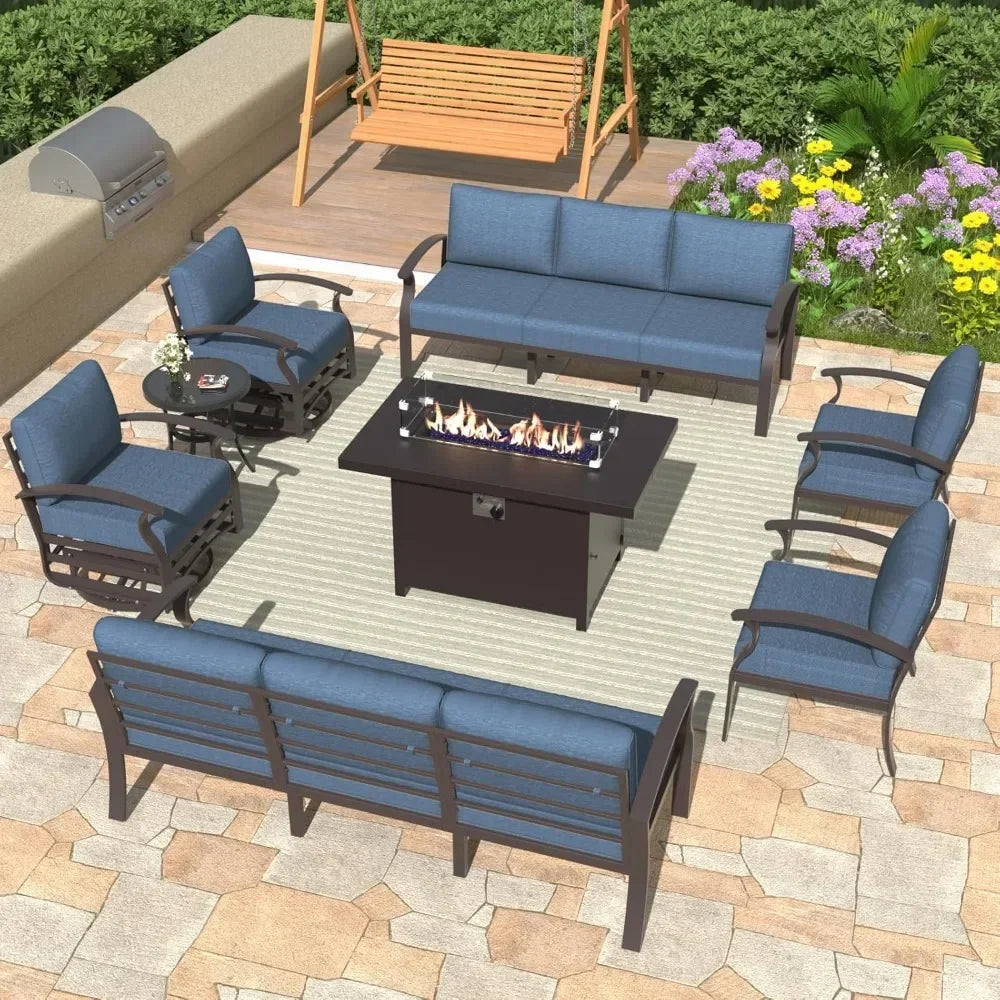 Ljustra Aluminum Patio Furniture Set 7-Seat Outdoor Swivel Chairs