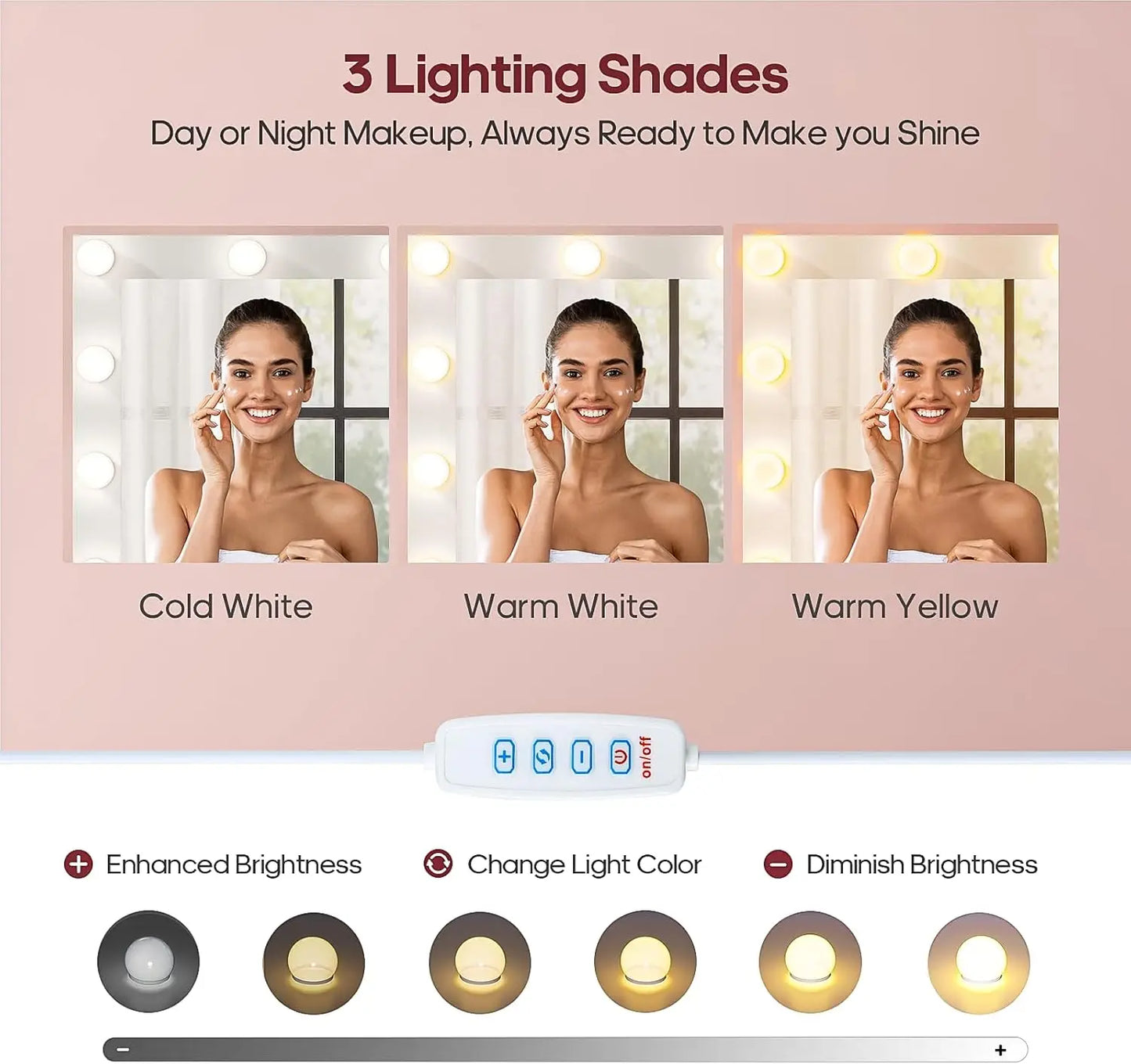 Makeup Vanity with Extra Large Mirror Lights Power Strip Storage