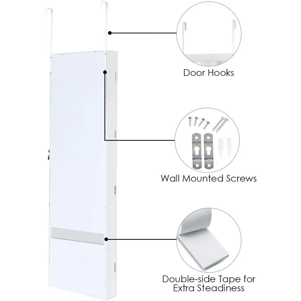 15 LED Jewelry Armoire Lockable Cabinet Full Length Mirror Storage