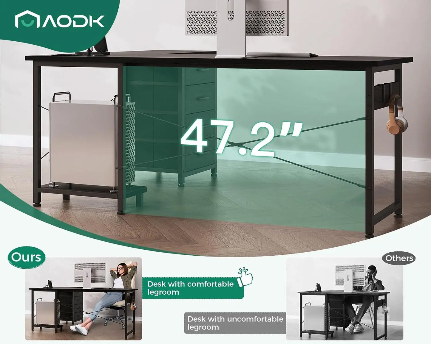 L Shaped Gaming Desk with 4 Drawers and USB Charging Power Outlets