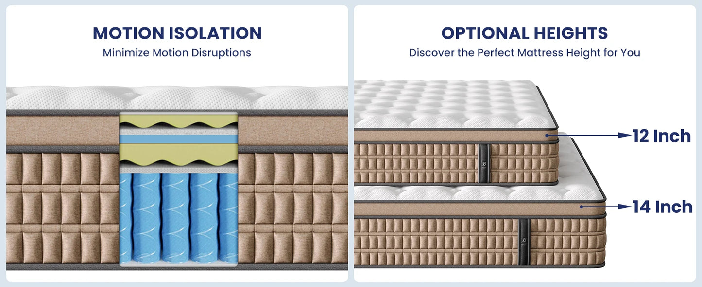 Ljustra 12 Inch Hybrid Gel Memory Foam Mattress Queen King Size