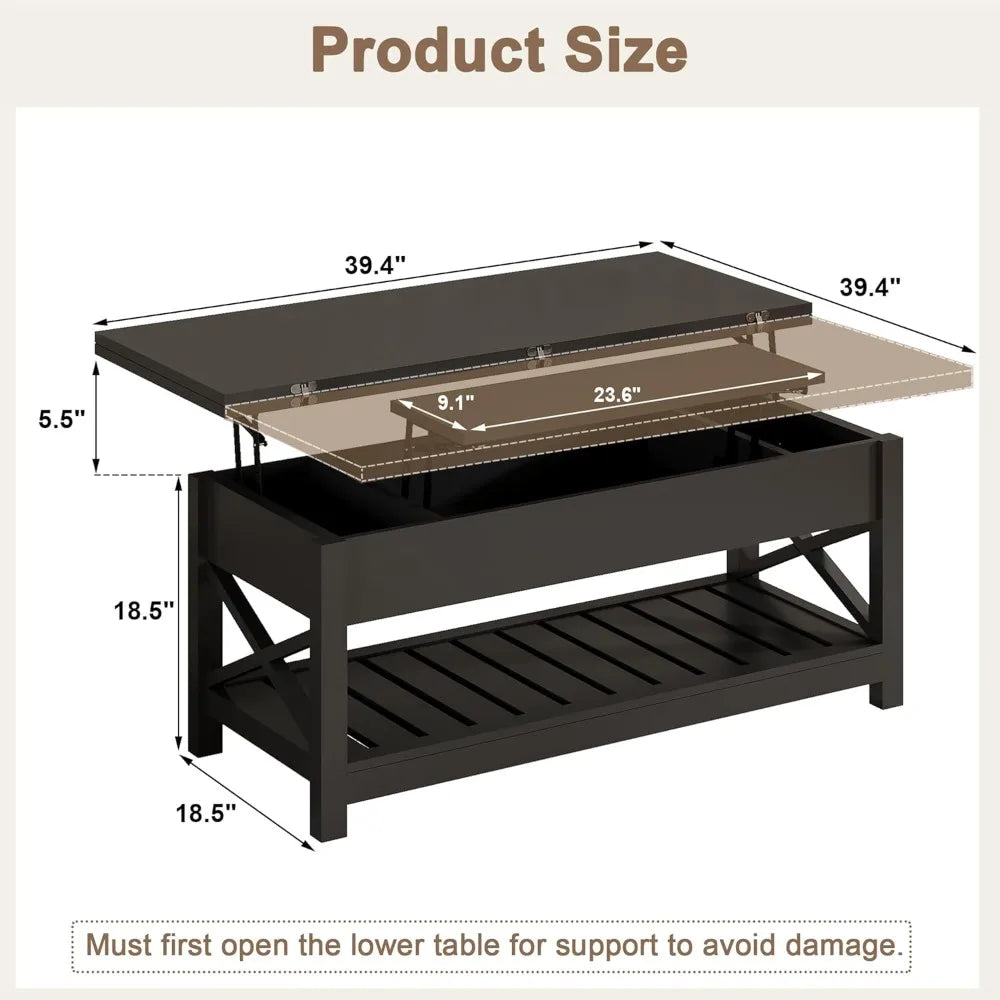 Multi-Function Coffee Table Lift Top Storage Dining Table Modern Style
