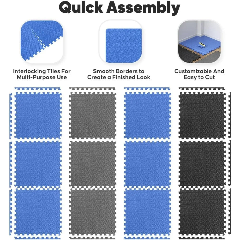 24x24 Interlocking Foam Exercise Mat Home Gym Puzzle Tiles Set of 16