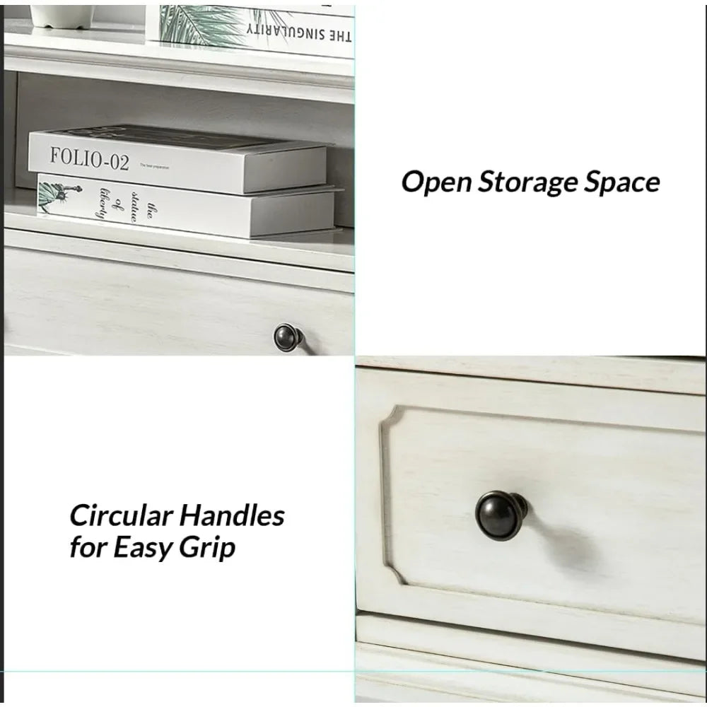 Nightstand Set of 2 with Charging Station Farmhouse End Table Storage