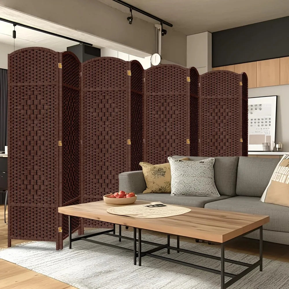 8 Panel Room Divider 6ft Tall Folding Privacy Screen 360° Rotation Wood